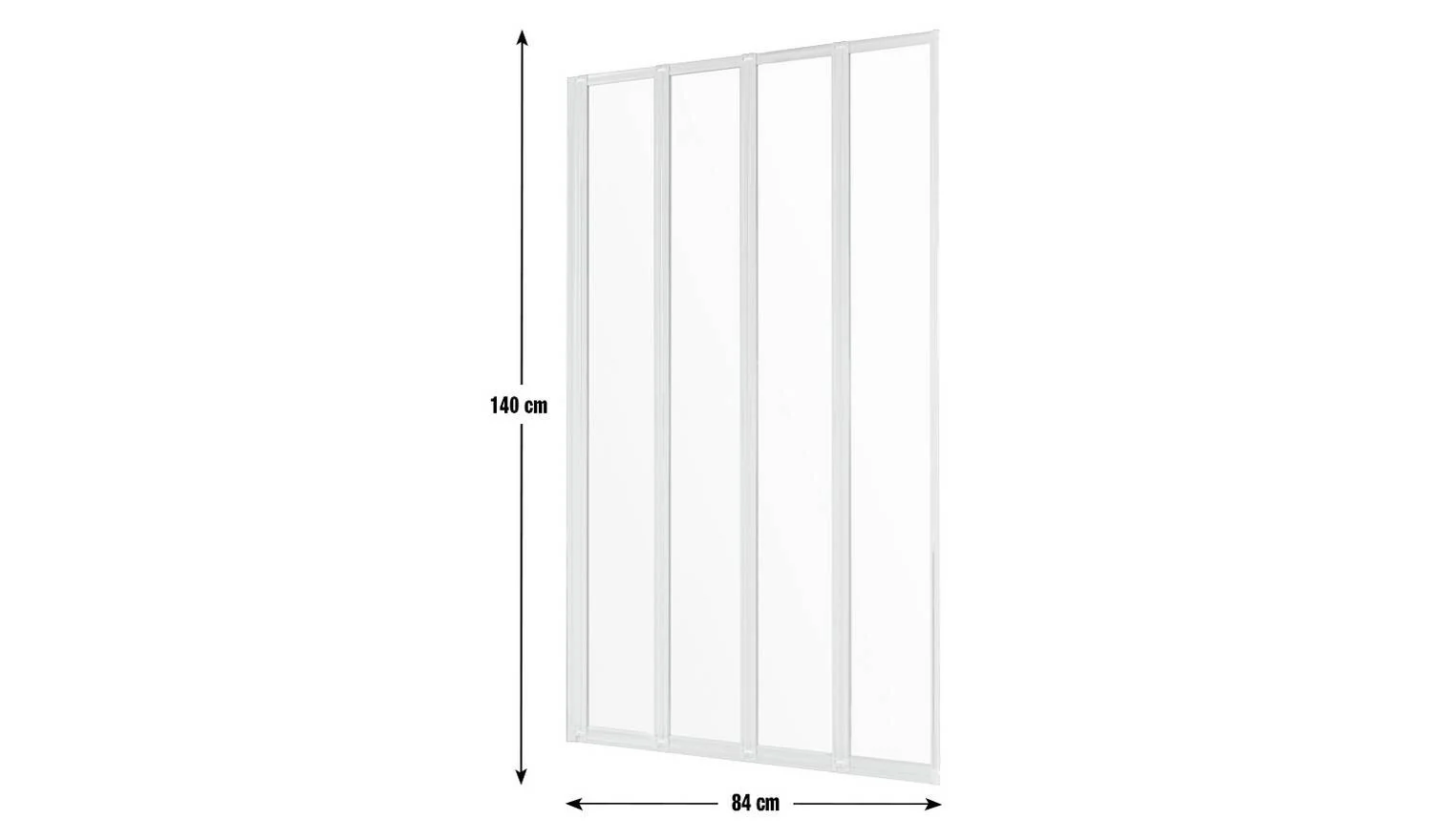 1400x840mm Folding Bath Shower Screen Silver For Bathroom - Image 2