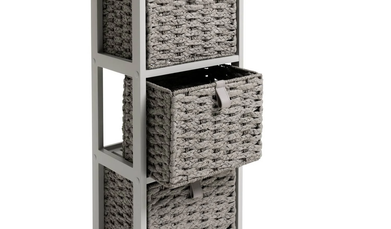 2 & 3 Drawer Woven Bathroom Storage Unit Grey Modern Organiser Cabinet - Image 4
