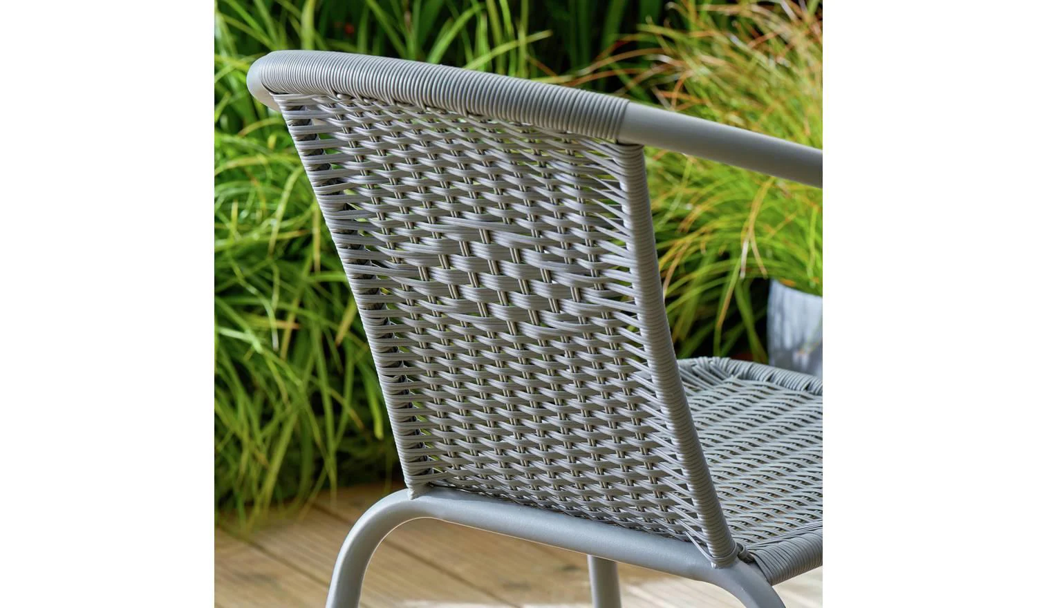 2 Seater Rattan Effect Garden Bistro Set Grey Patio Furniture Outdoor - Image 10