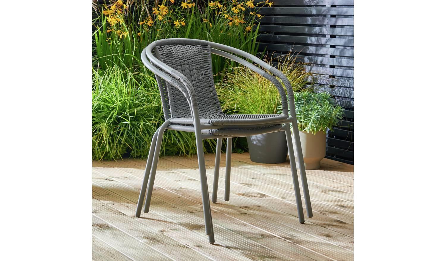 2 Seater Rattan Effect Garden Bistro Set Grey Patio Furniture Outdoor - Image 8