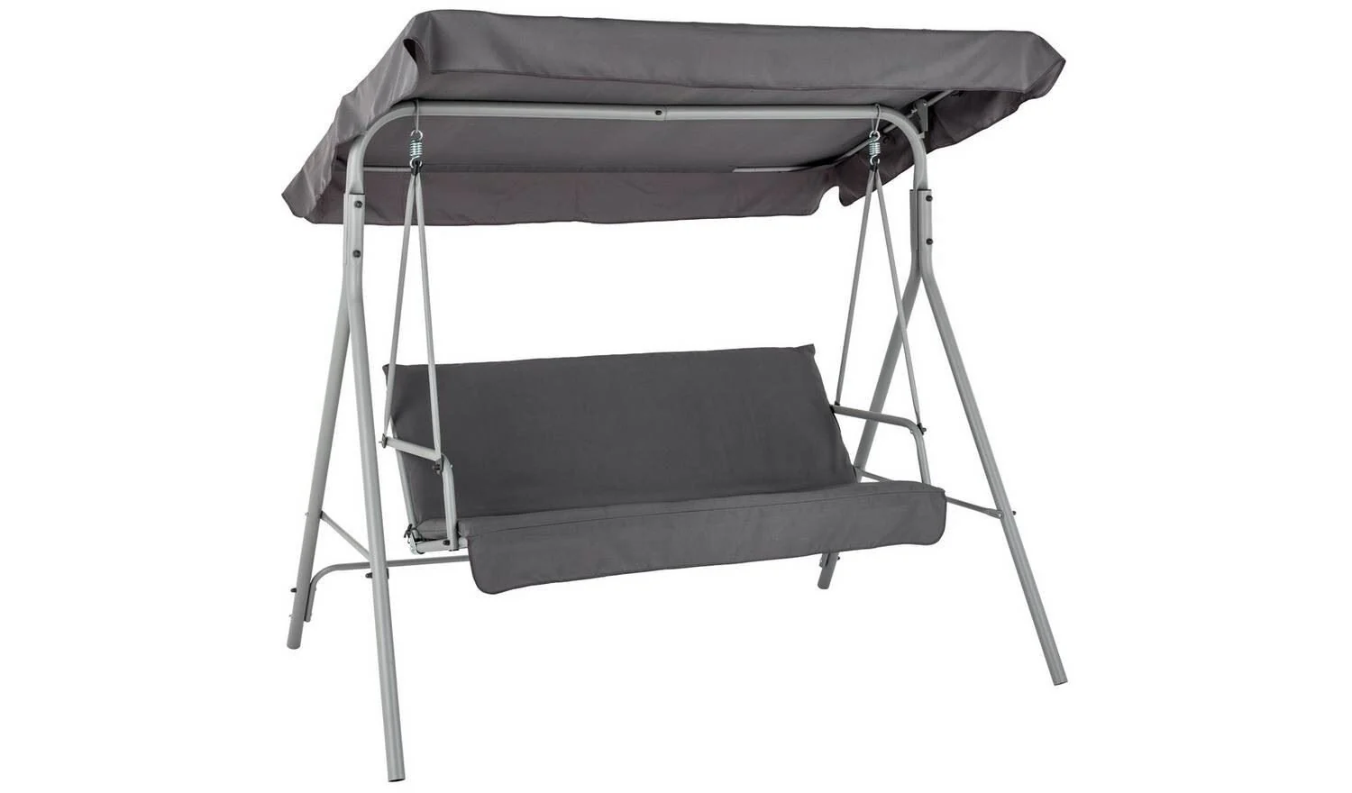 3 Seater Metal Garden Swing Chair - Grey
