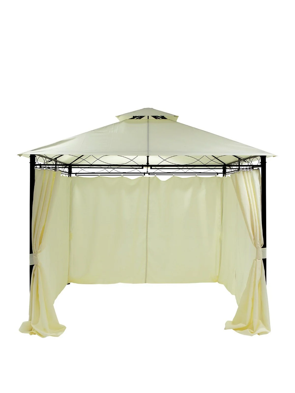3x3M Metal Gazebo with 4 Side Panels Cream | Garden Canopy | Waterproof - Image 2