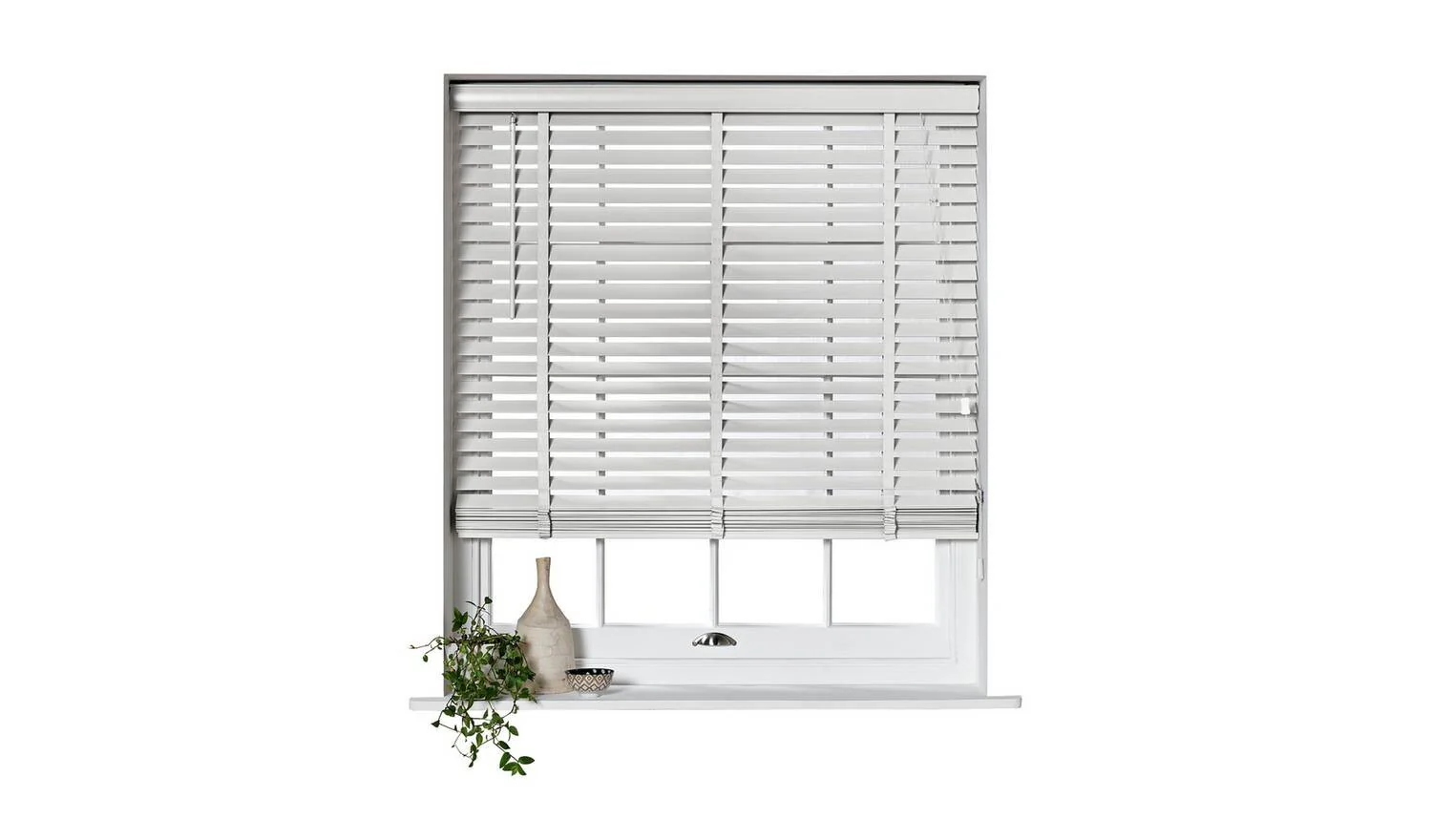 50mm Wooden White Venetian Tape Blind - 60x160cm