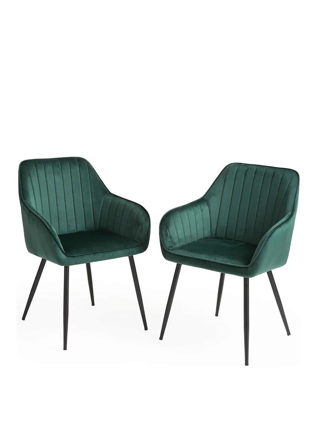 Alisha Pair of Fabric Dining Chairs Green FAST DELIVERY TOP SELLER - Image 2