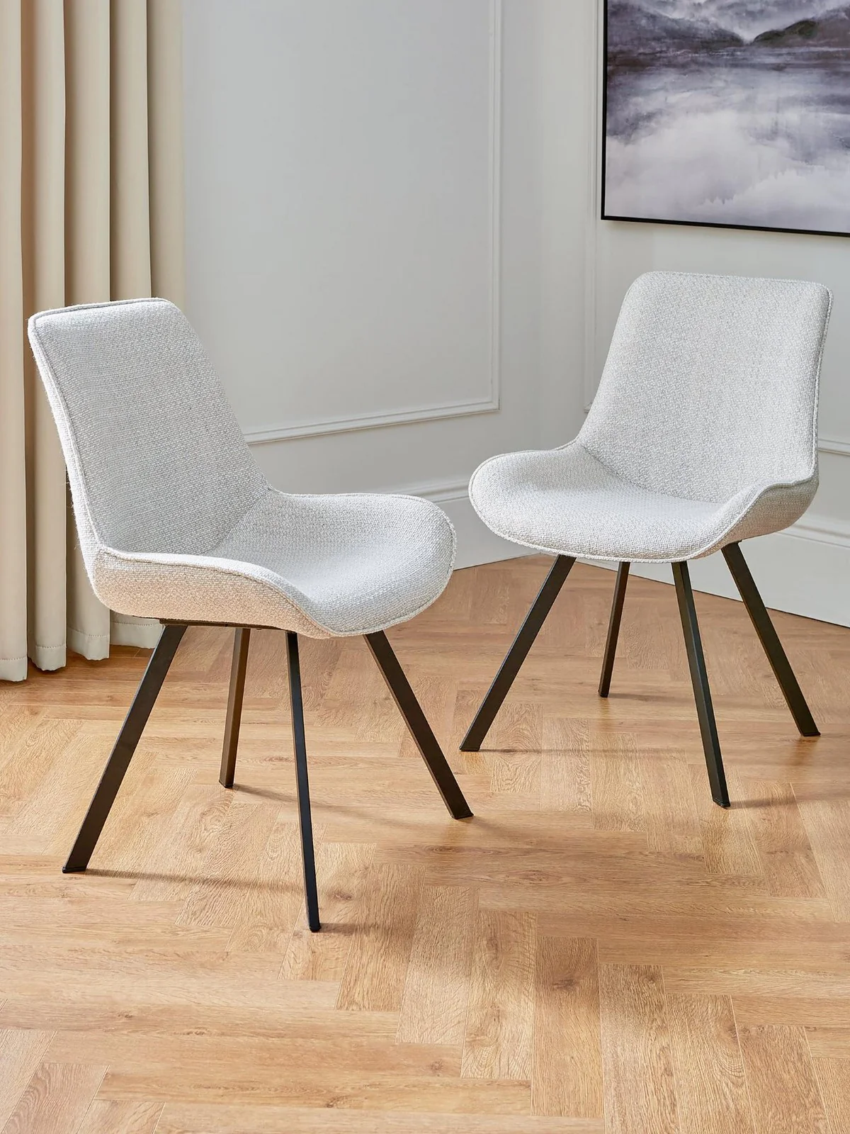 Arabella Pair of 2 Fabric Chairs Grey & Black | Two-Tone Design | Scandi Style
