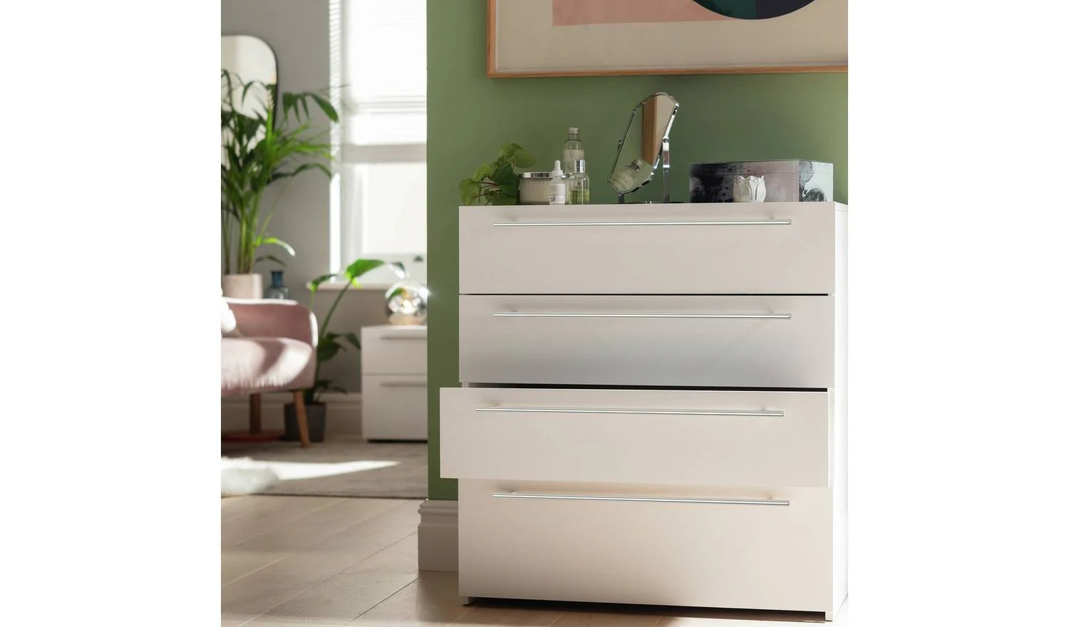 Atlas 4 Drawer Chest White For Bedroom Hallway Living Room Storage - Image 3