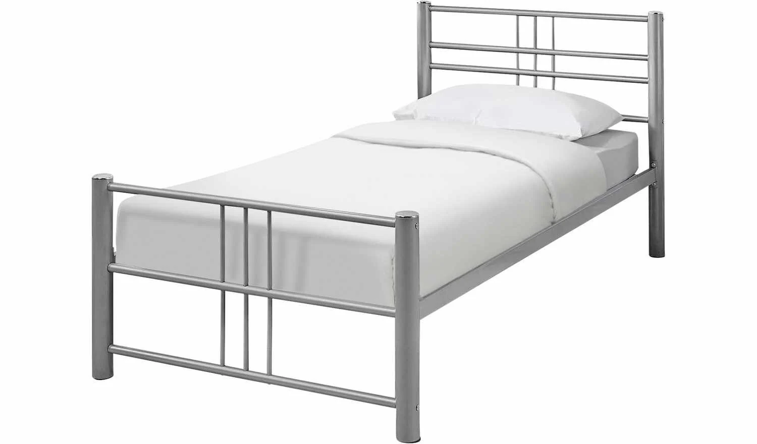 Atlas Single Metal Bed Frame Silver (W97.7, L201.2, H90cm) Durable and Stylish