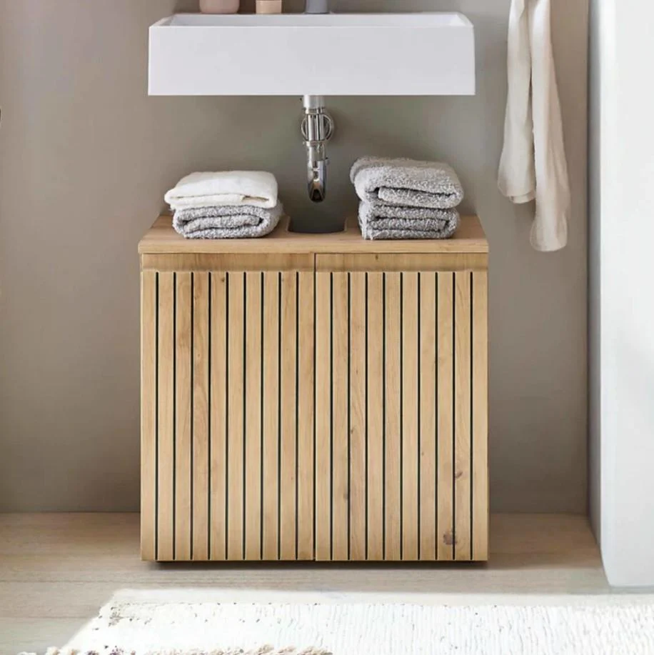 Austin 2 Door Under Sink Cabinet Brown Bathroom Storage Organiser