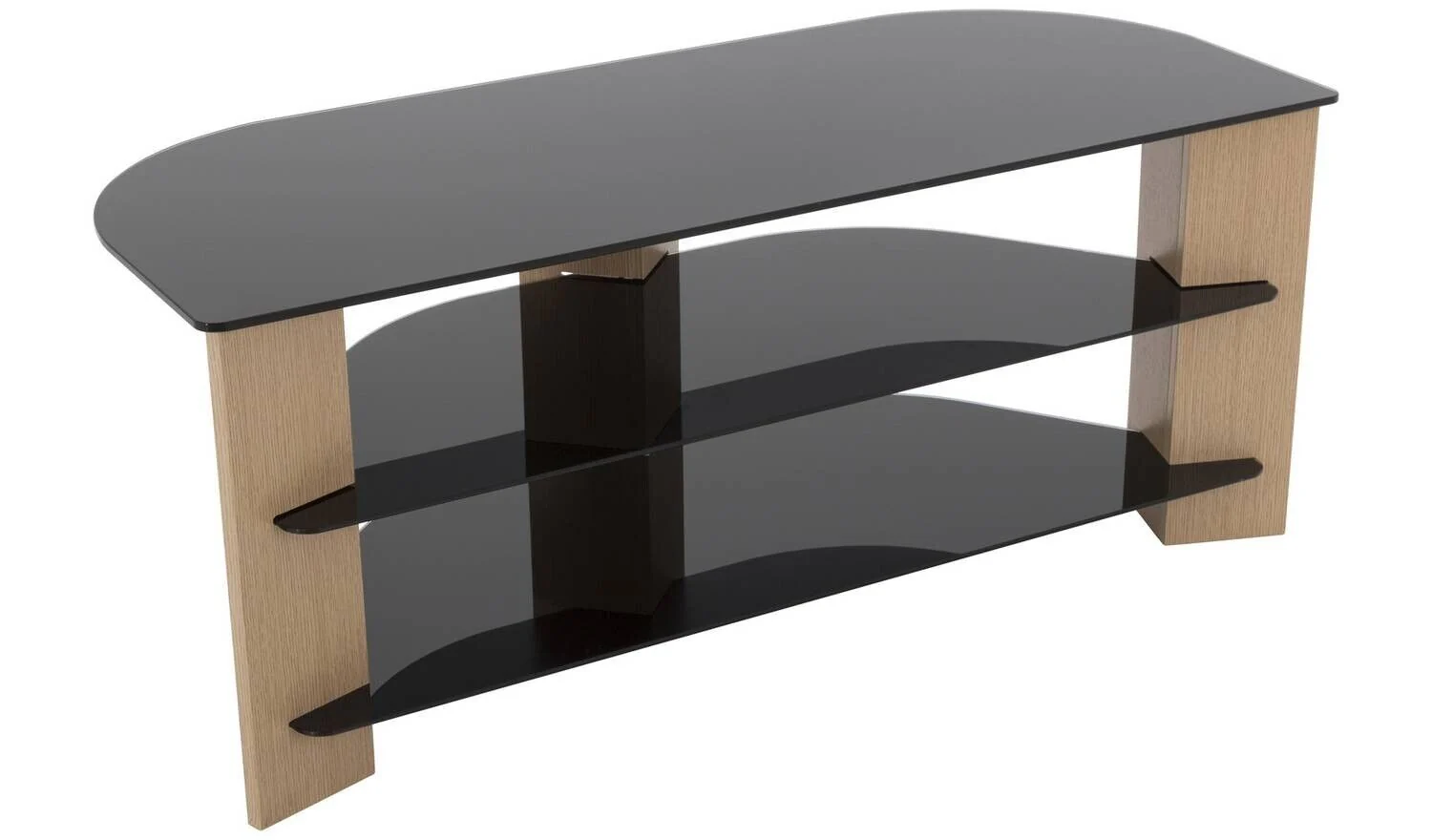 AVF Up To 55 Inch TV Stand Black Glass and Oak Effect Media Unit