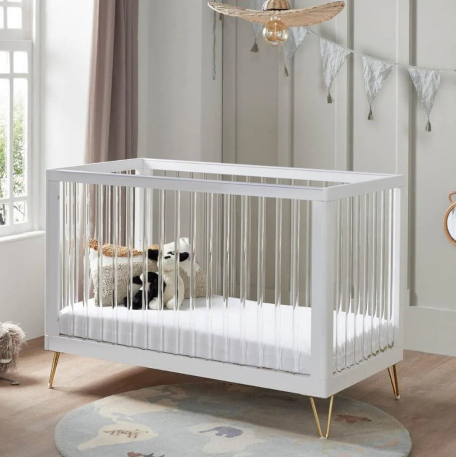 Babymore Kimi Cot Bed Acrylic No Mattress Baby Nursery Furniture