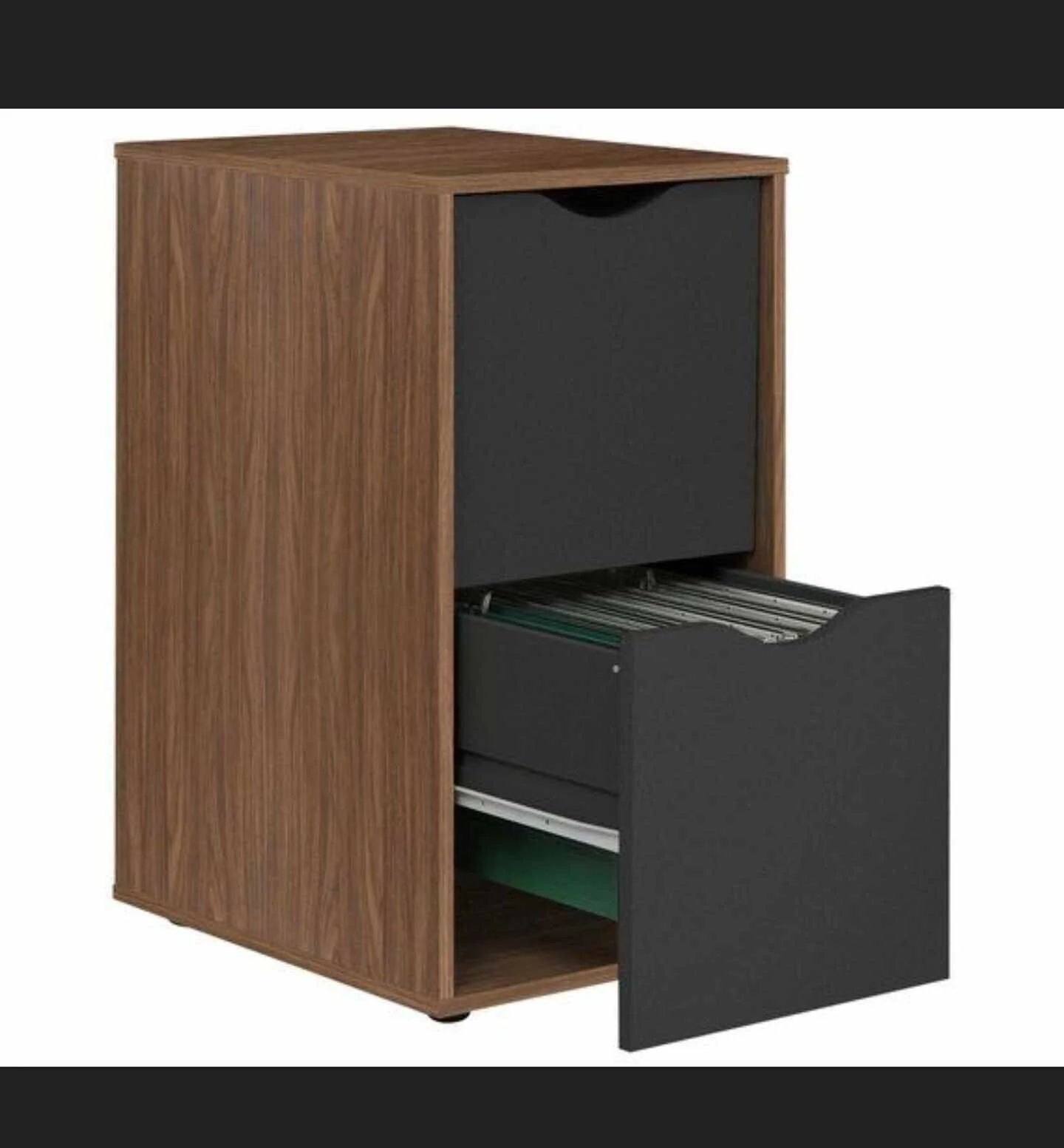 Berkeley Filing Cabinet Black and Walnut Effect Stylish Office Storage