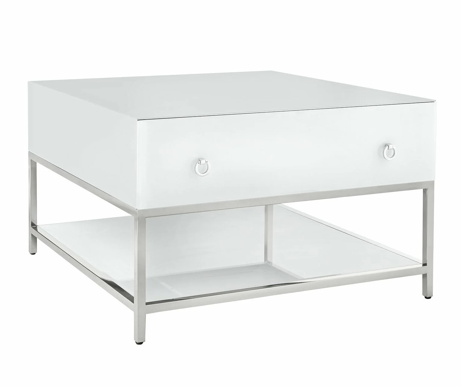 Bianco White Glass Coffee Table Elegant and Stylish Living Room Centerpiece