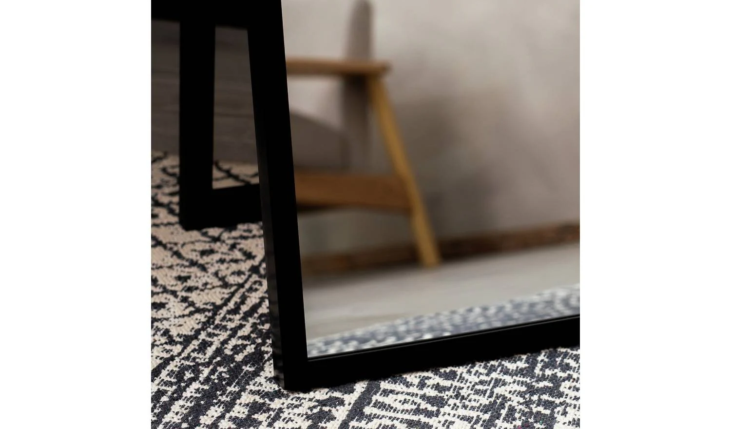 Black Free Standing Cheval Mirror 150x30cm Modern Minimalist Style - Image 2