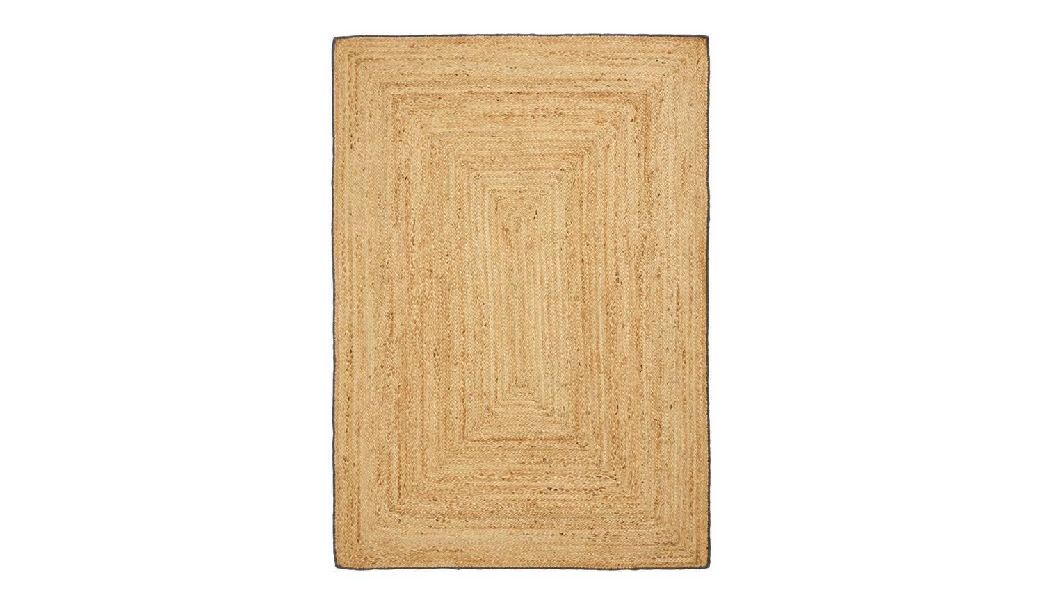 Braided Grey Border Jute Flatweave Rug 120x170cm Natural Home Decor