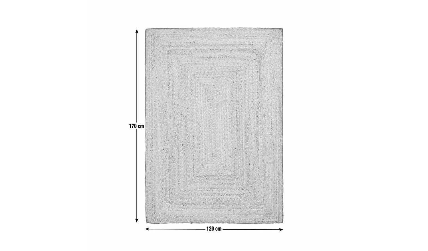Braided Grey Border Jute Flatweave Rug 120x170cm Natural Home Decor - Image 5