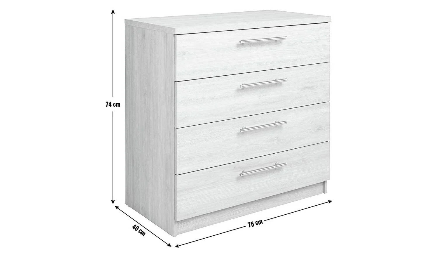 Brisbane 4 Drawer Chest White Storage Organiser Bedroom Furniture - Image 8