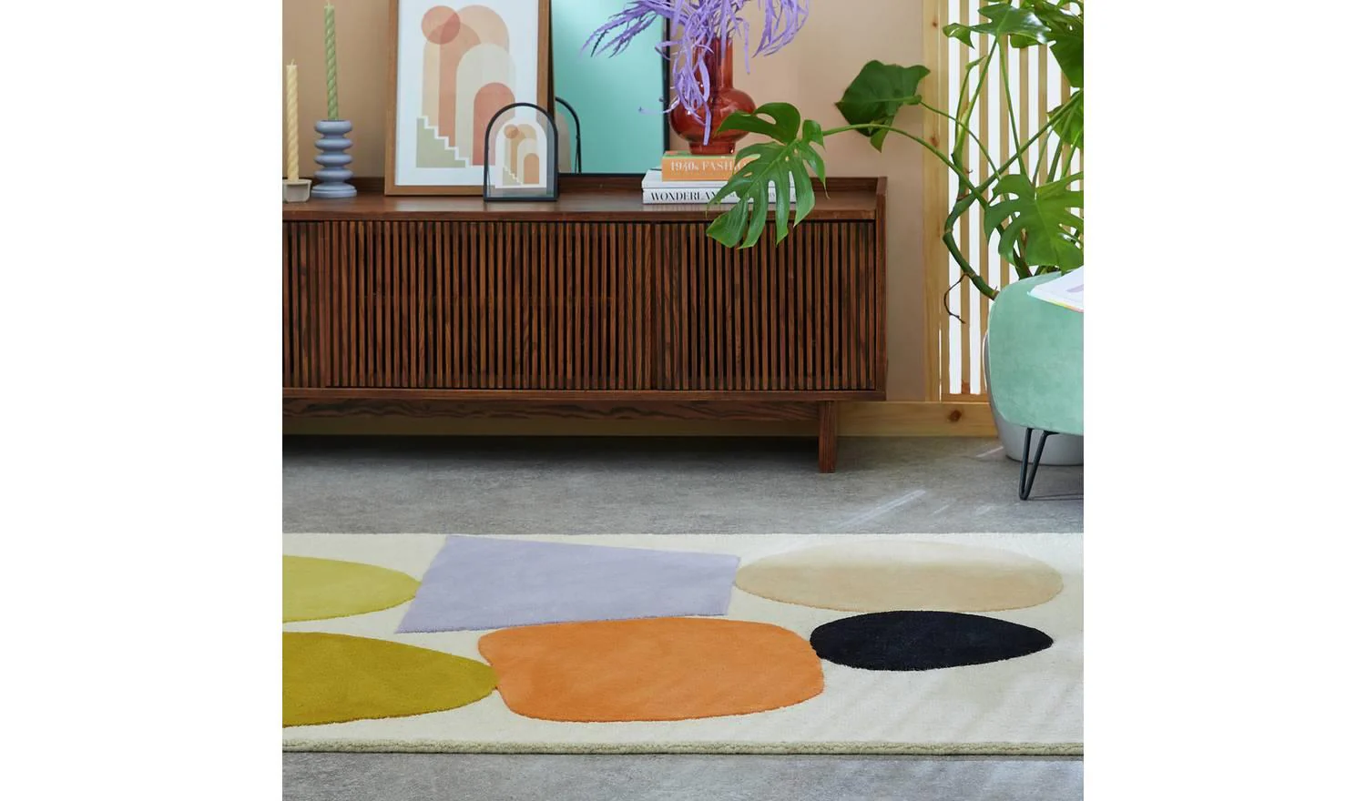 Carved Geometric Cream Cut Pile Rug 120x170cm Patterned Living Room Floor