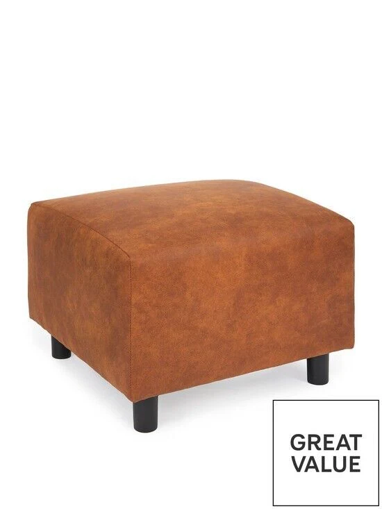 Clarkson Faux Suede Footstool Chestnut Comfortable Elegant Living Room Decor