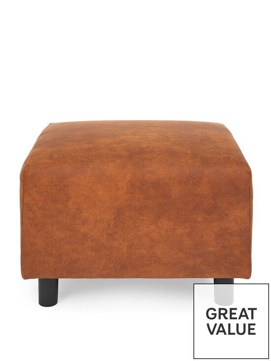 Clarkson Faux Suede Footstool Chestnut Comfortable Elegant Living Room Decor - Image 2