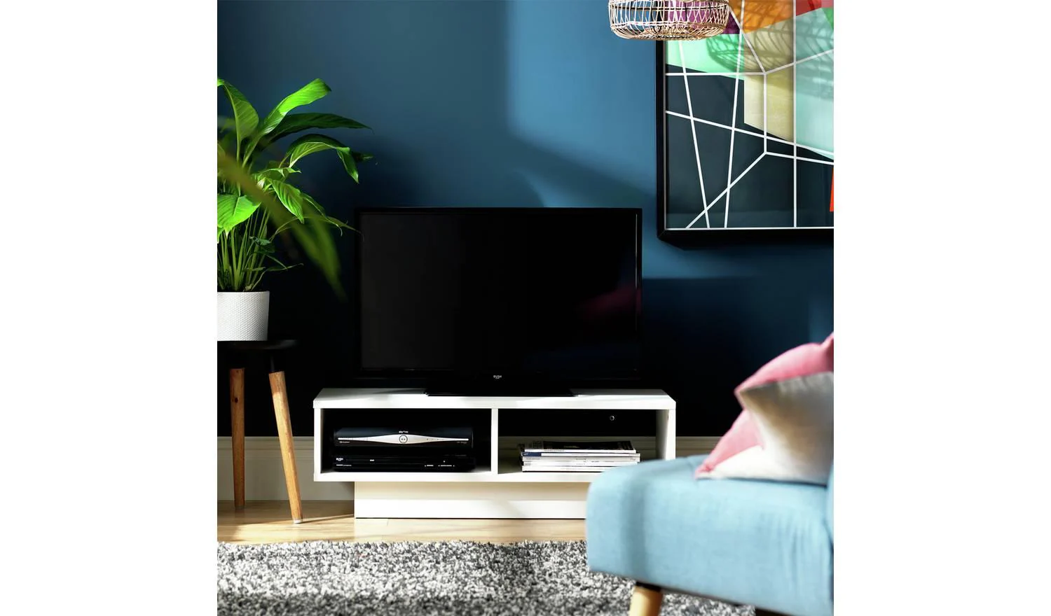 Cubes TV Unit White Media Stand Storage Cabinet Living Room Furniture