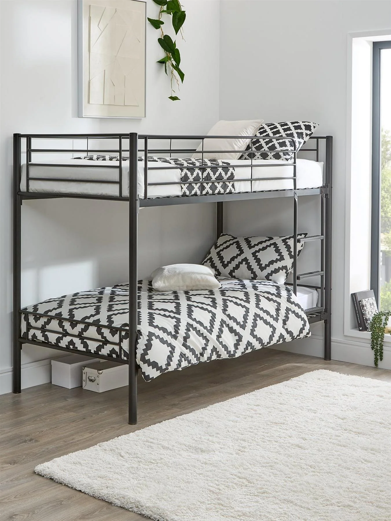Domino Metal Bunk Bed Frame Black Kids Childrens Bedroom Furniture