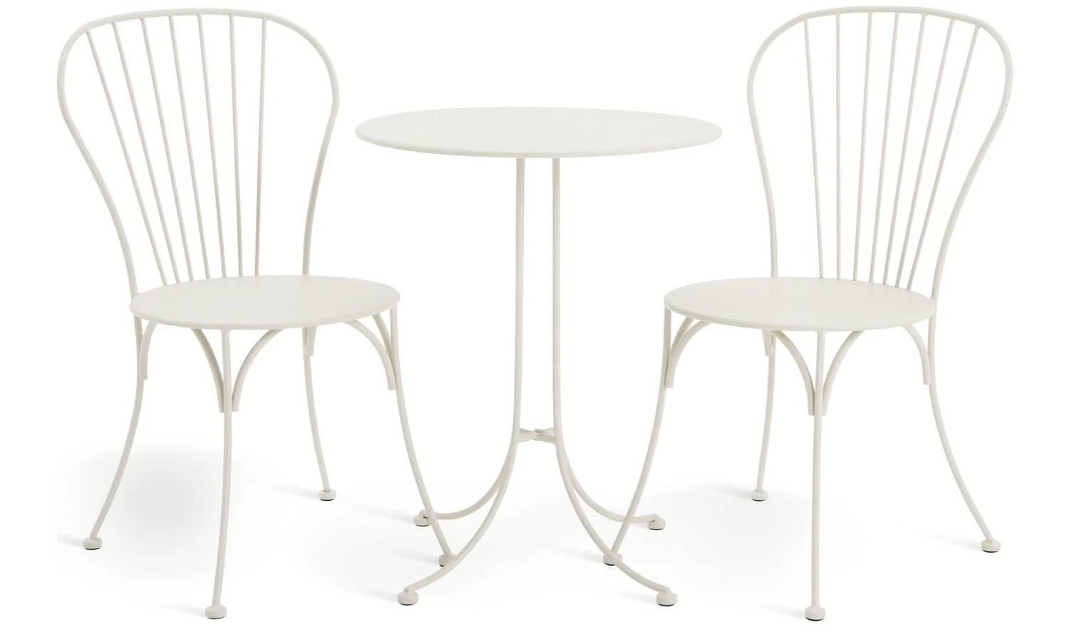 Elara 2 Seater Metal Garden Bistro Set White Patio Furniture Table Chairs