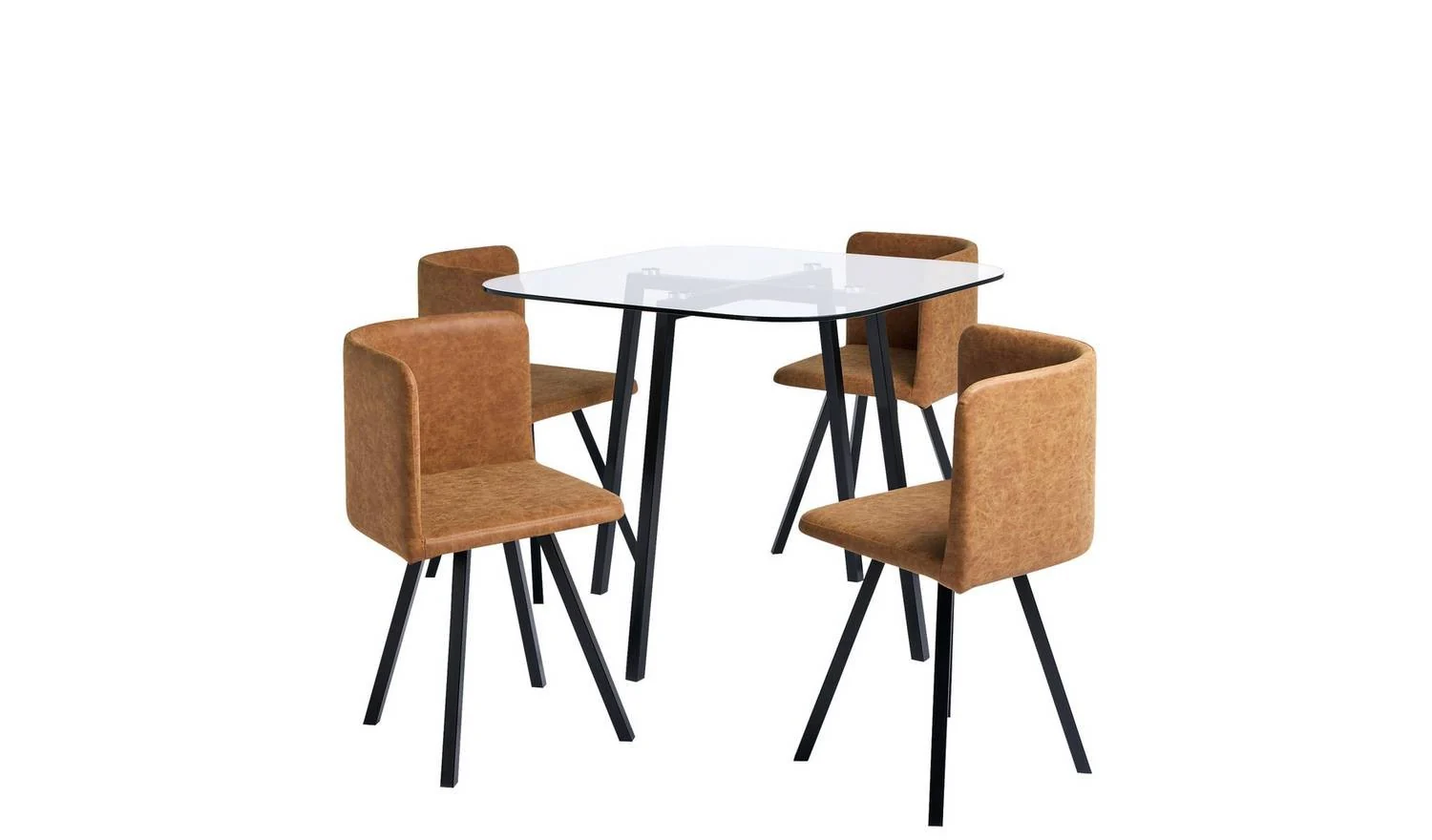 Elsie Black Dining Table & 4 Tan Chairs
