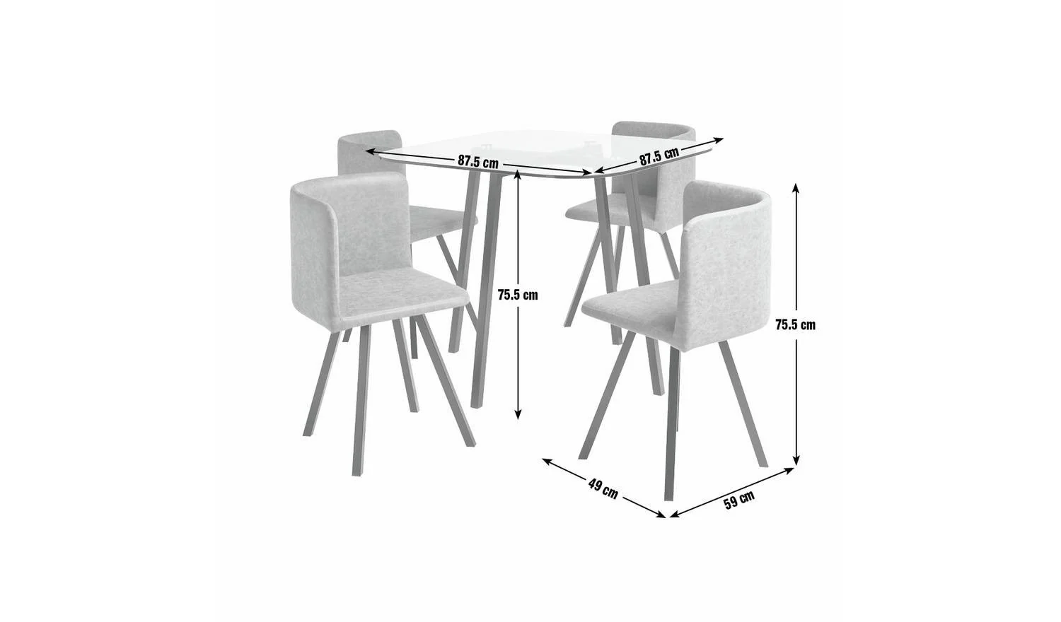 Elsie Black Dining Table & 4 Tan Chairs - Image 2