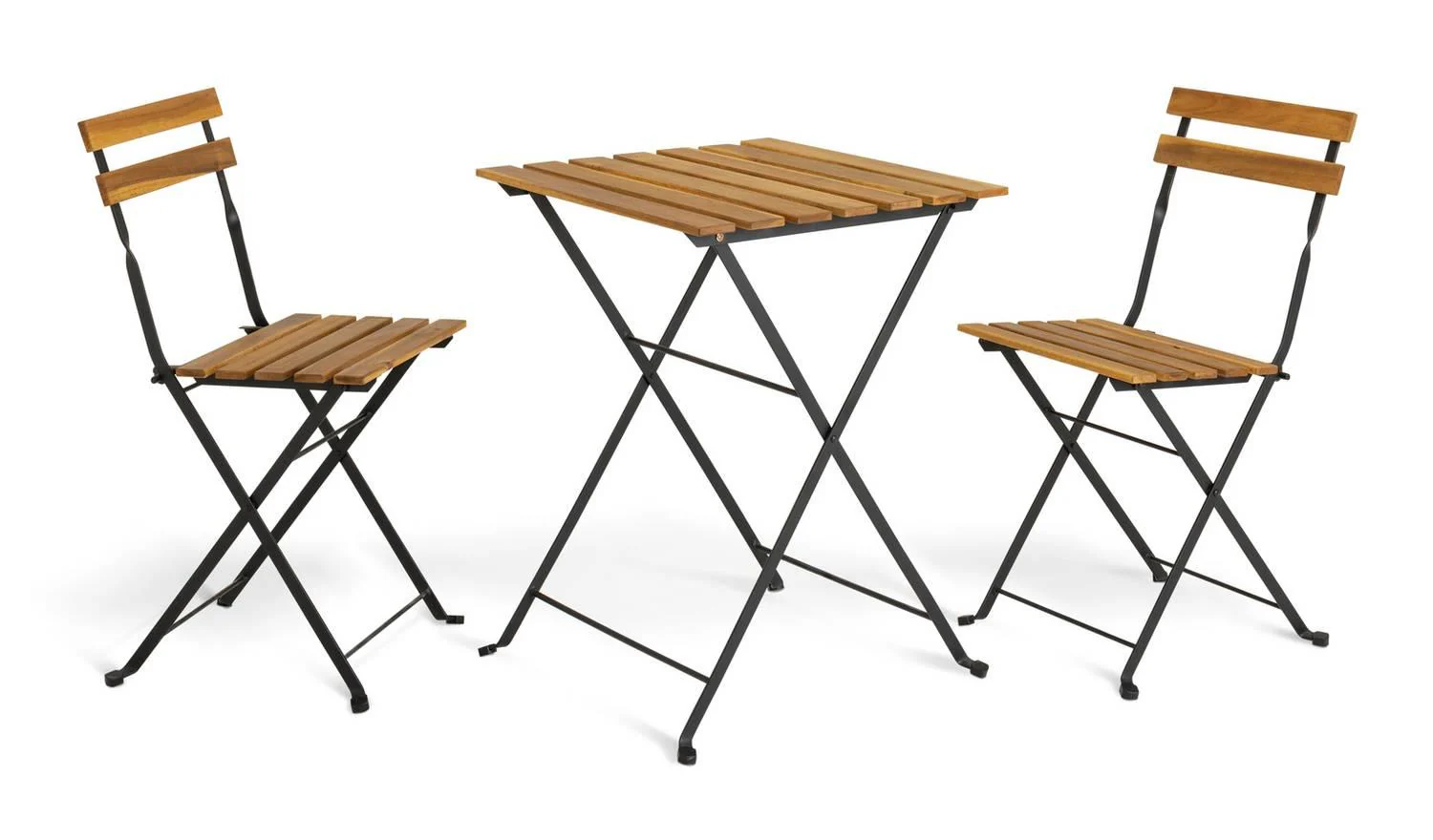Eve 2 Seater Folding Wooden Garden Bistro Set Patio Furniture Outdoor - Image 2