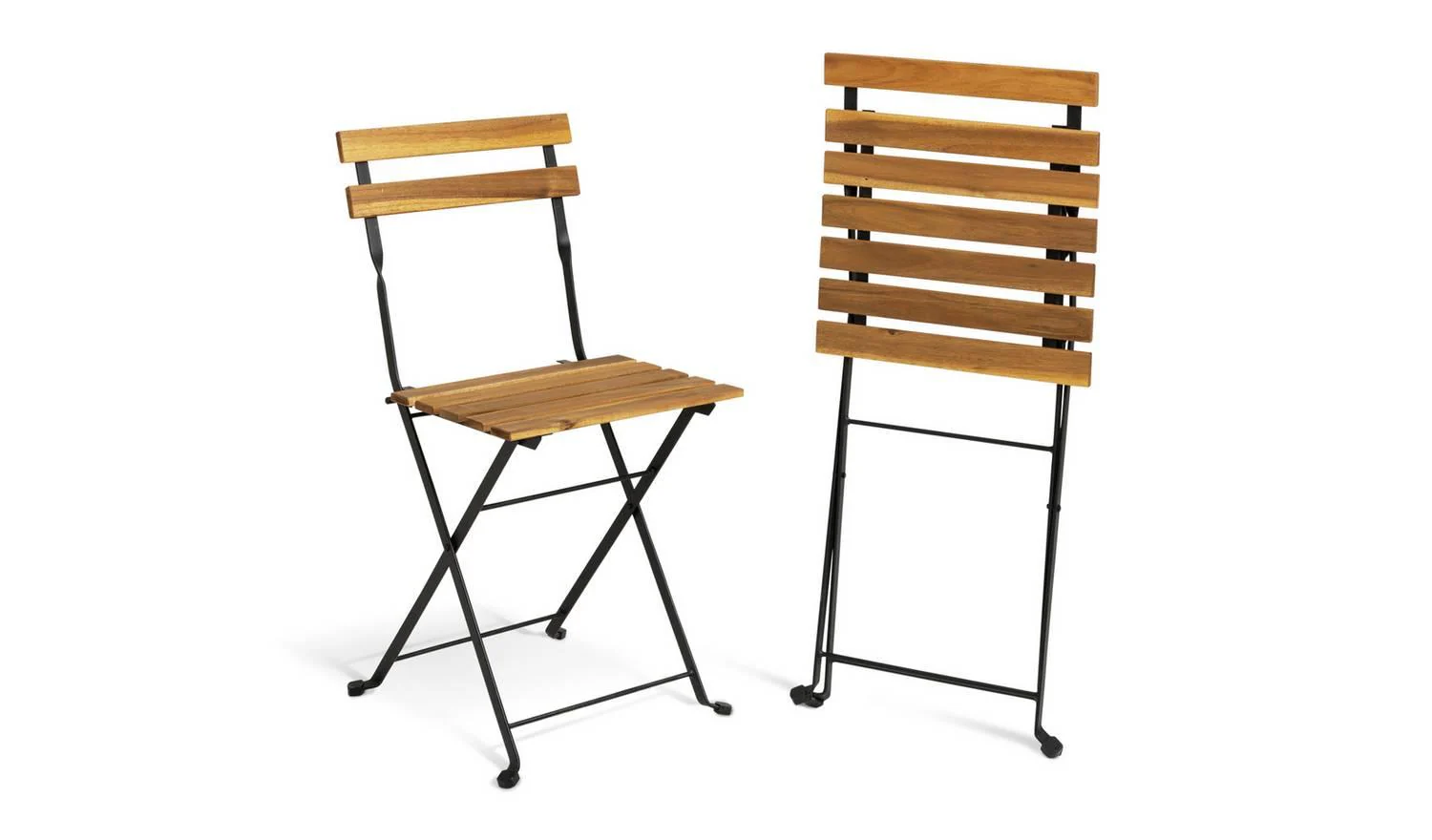 Eve 2 Seater Folding Wooden Garden Bistro Set Patio Furniture Outdoor - Image 6
