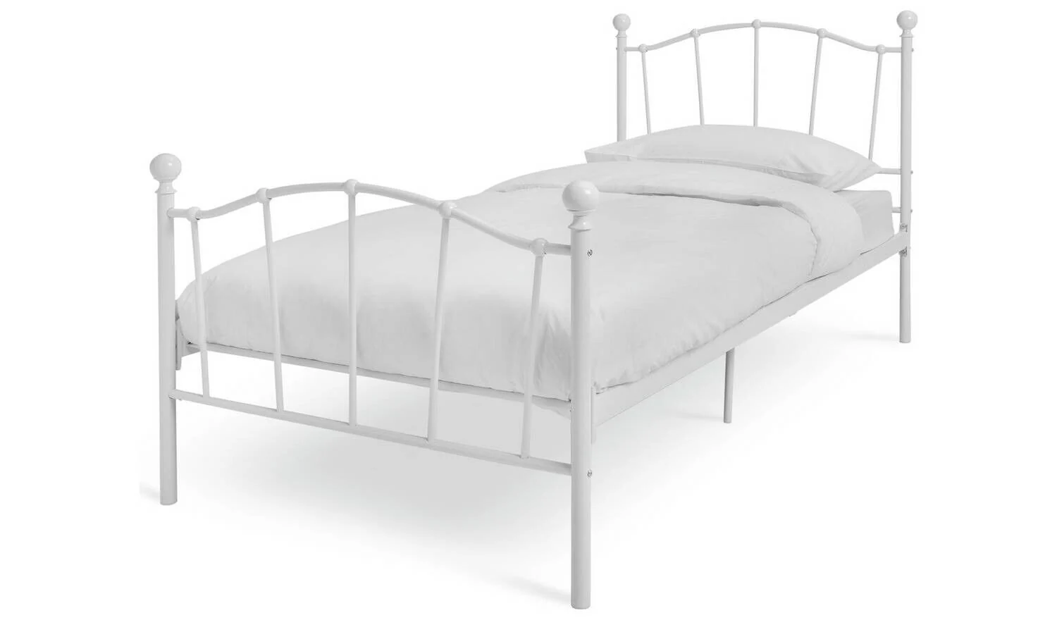 Fleur Single Metal Bed Frame White Bedroom Furniture