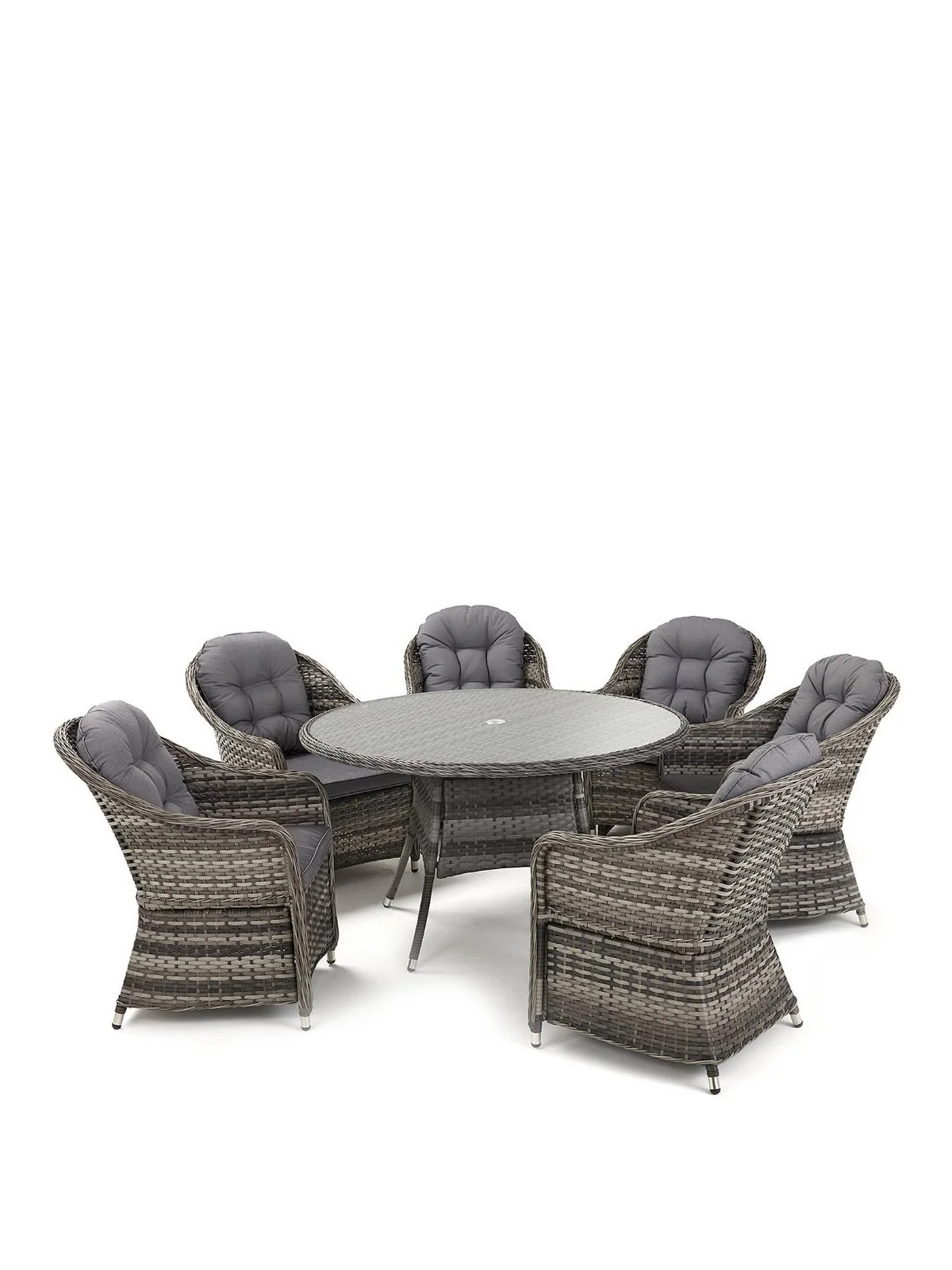 Florida 6-Seater Dining Set with Lazy Susan Stylish Outdoor Furniture Grey - Image 2