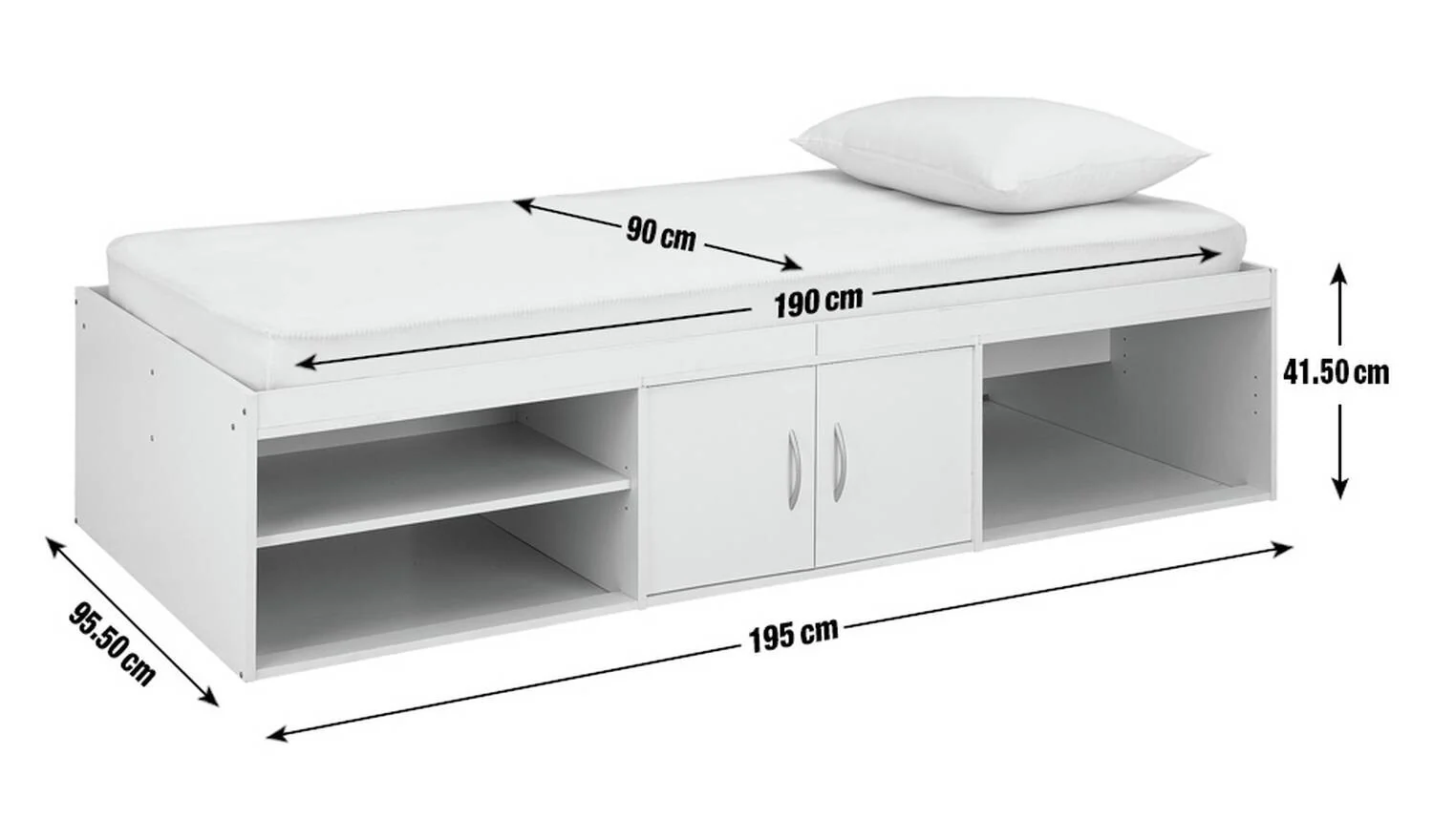 Freddie Storage Cabin Bed White Kids Childrens Bedroom Furniture - Image 2