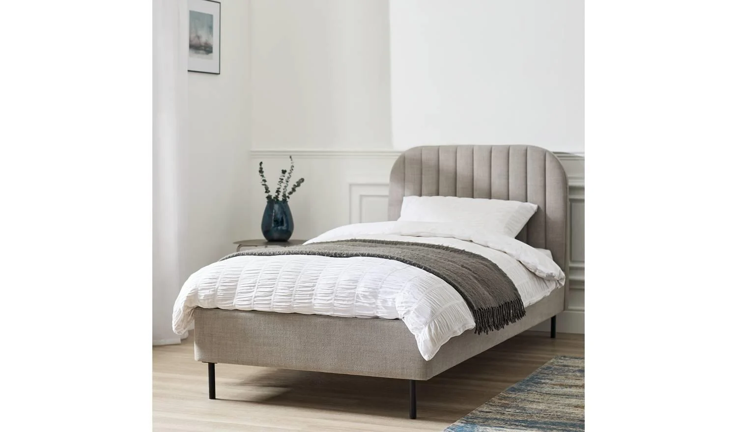 Fulford Single Fabric Bed Frame - Grey