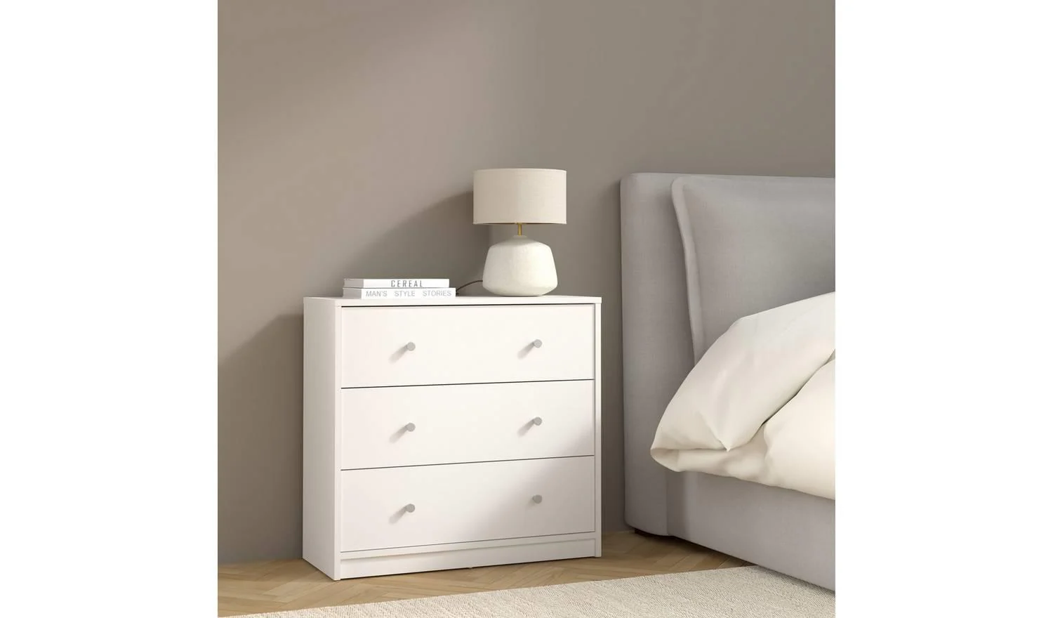Furniture To Go May 3 Drawers Chest White Storage Organiser Bedroom