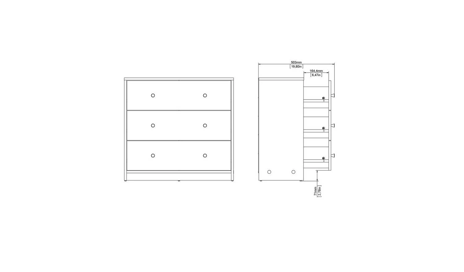 Furniture To Go May 3 Drawers Chest White Storage Organiser Bedroom - Image 11