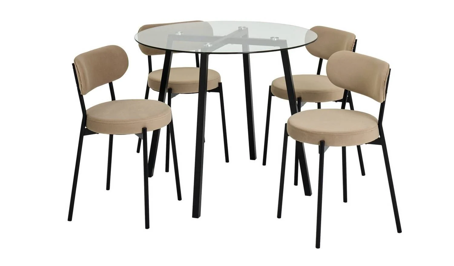 Fyra Black Dining Table & 4 Black Chairs Elegant Kitchen Furniture Set