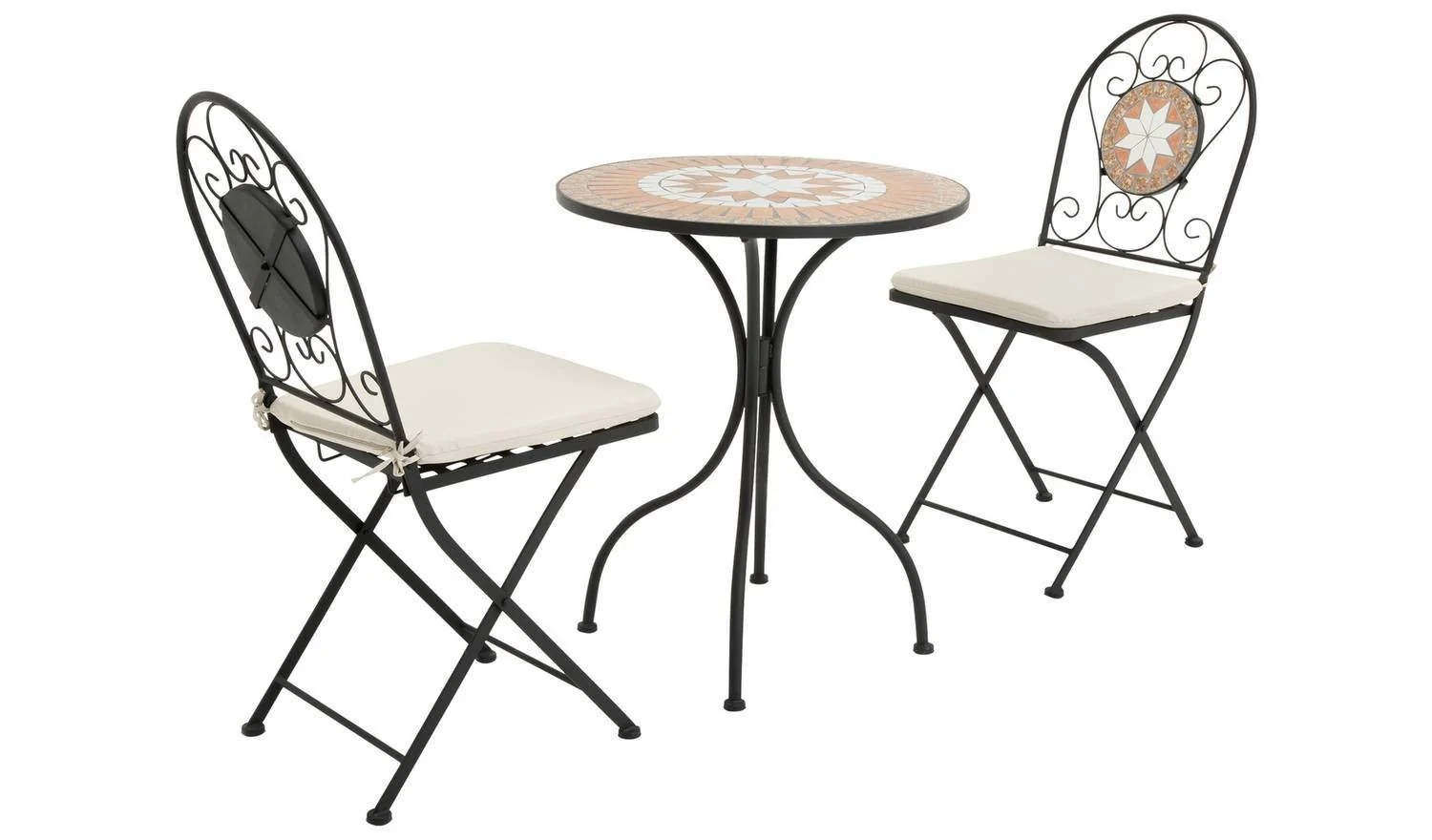 Genoa 2 Seater Metal Garden Bistro Set Black Patio Furniture Outdoor
