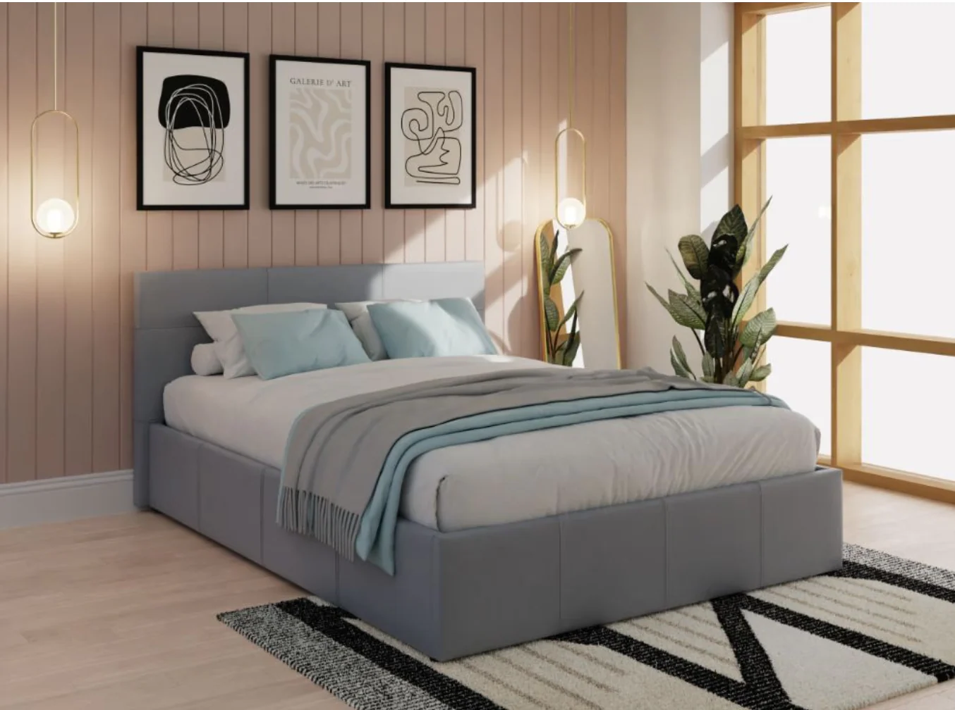 GFW End Lift Ottoman Bed Double Matt Grey Minimalist & Contemporary Designed