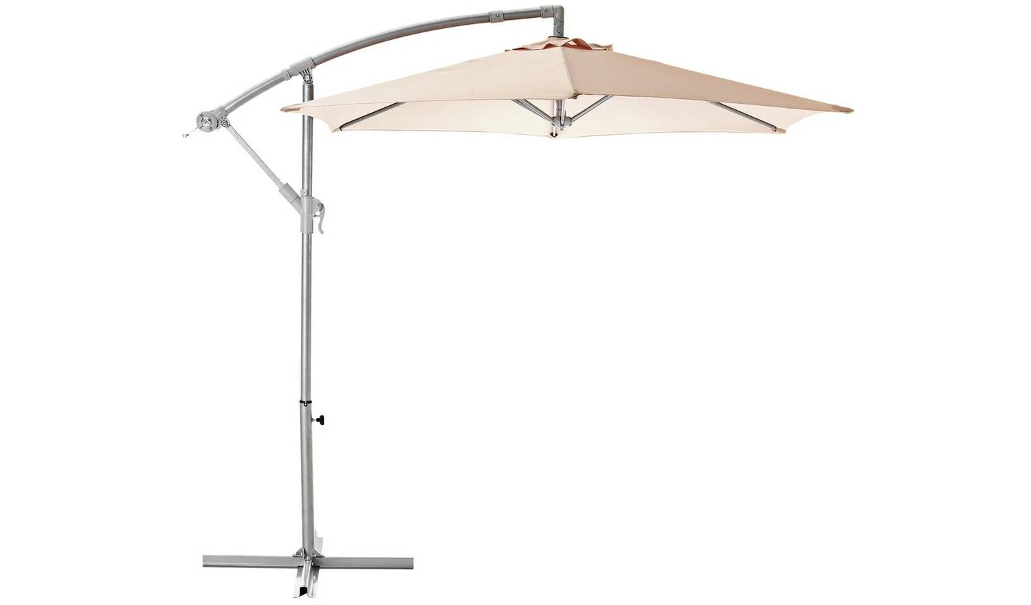 2.5m Overhanging Garden Parasol Cream Outdoor Patio Sun Shade Umbrella
