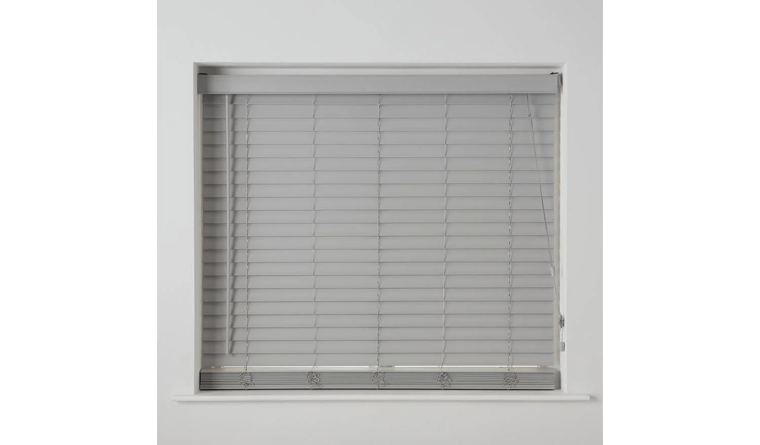 25mm Faux Wood Grey 25mm Slat Venetian Blind 120x160cm Light Filter