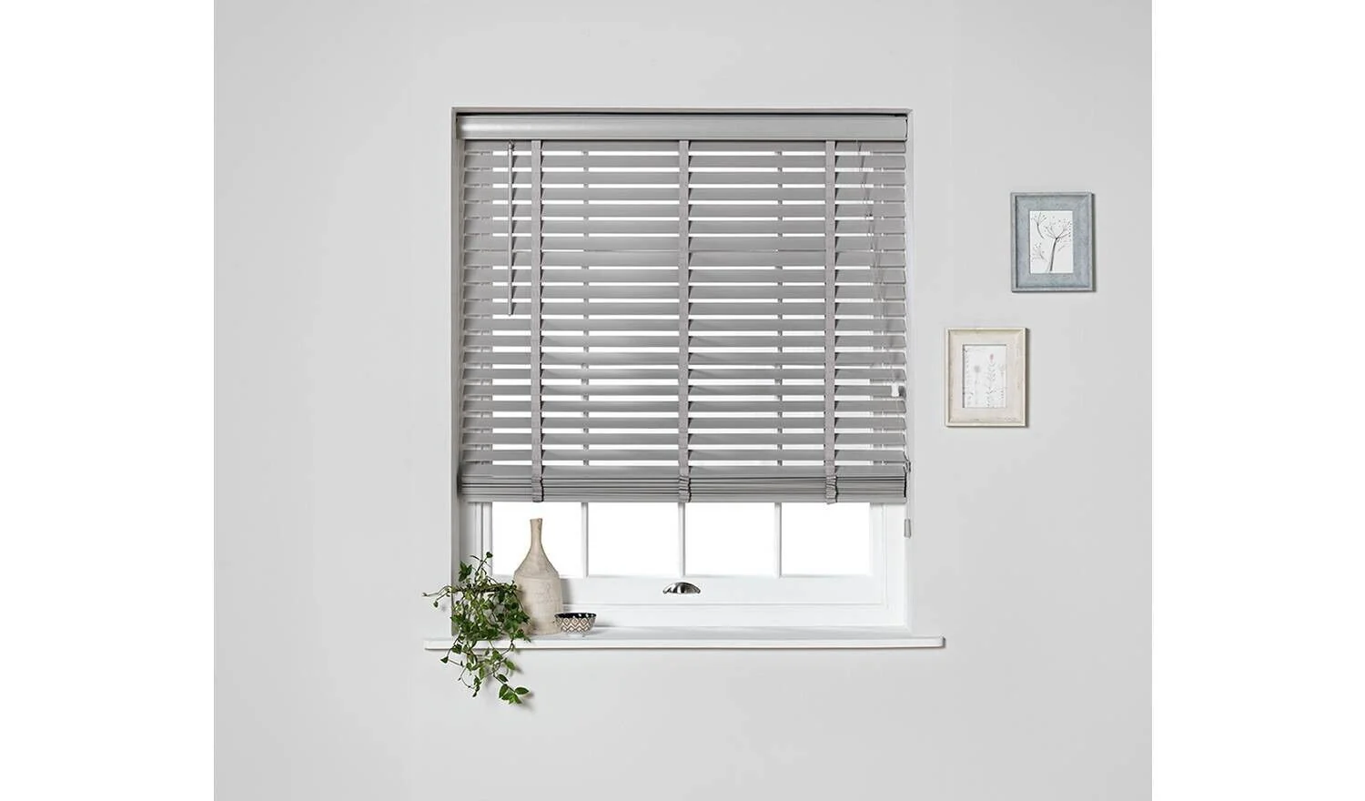 Elliott 50mm Wooden Tape Venetian Blind Grey 180x160cm Light Privacy