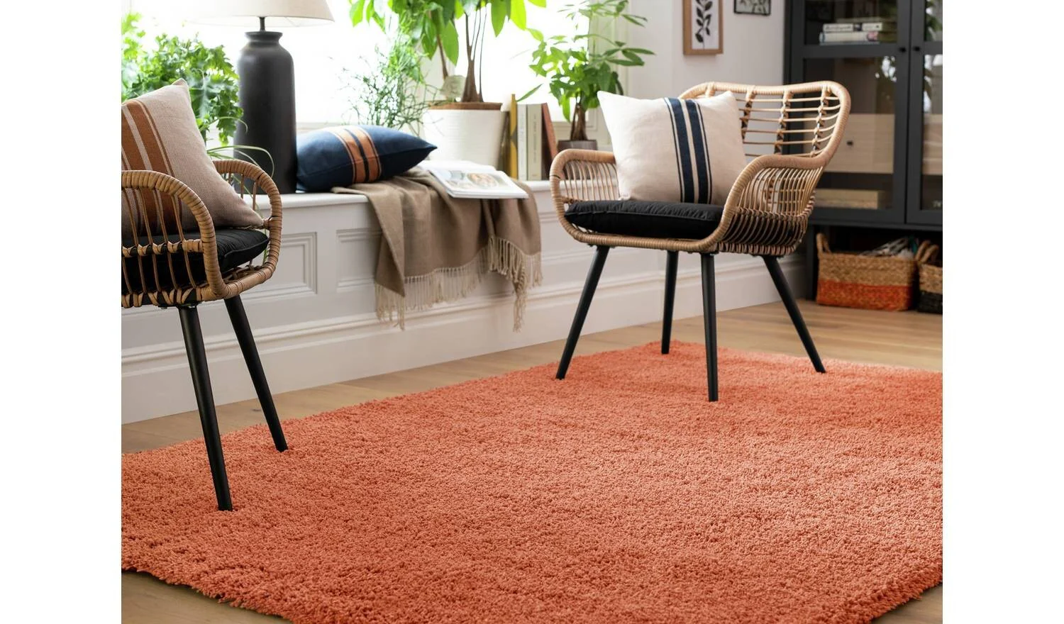 Noodle Plain Terracotta Shaggy Rug 230x160cm Living Room Bedroom Floor - Image 2