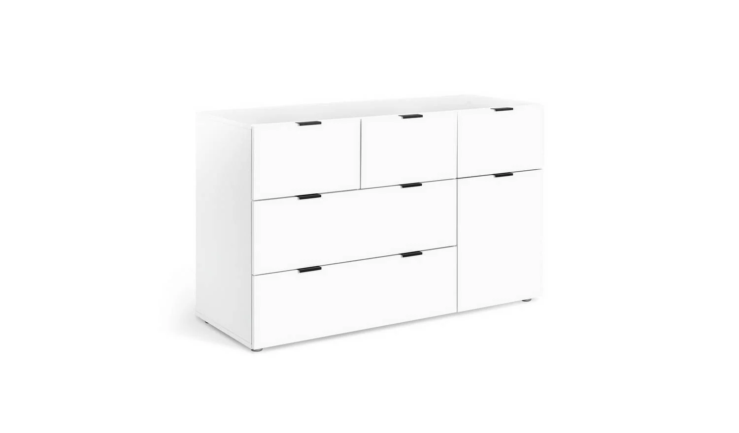 Zeke Wide 5 Drawer Chest White Storage Organiser Bedroom Furniture