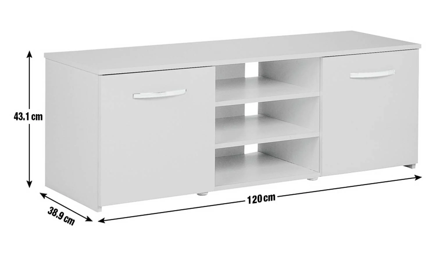 Hayward 2 Door Small TV Unit Black Gloss Media Stand Storage Cabinet - Image 2