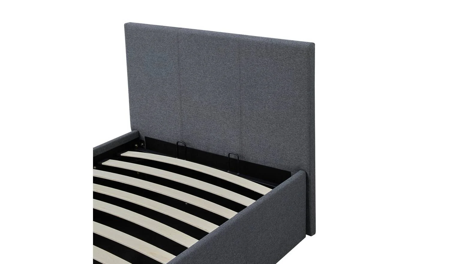 Heathdon Single End Lift Ottoman Bed Grey Modern Bedroom Storage - Image 7
