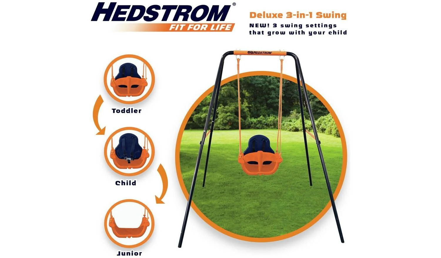 Hedstrom Deluxe 3 in 1 Toddler and Kids Garden Swing With Seat - Image 5