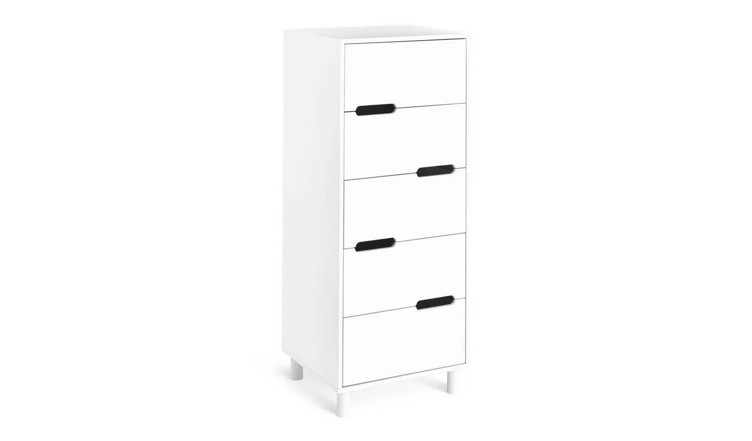 Henri 5 Drawer Tallboy White Storage Organiser Bedroom Furniture