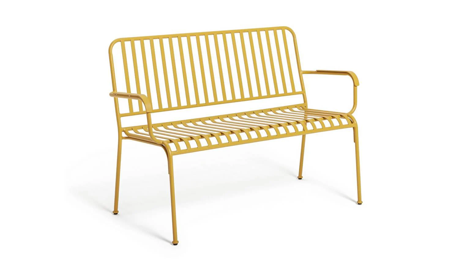 Indu 2 Seater Metal Garden Bench Yellow Patio Furniture Outdoor Seat - Image 2