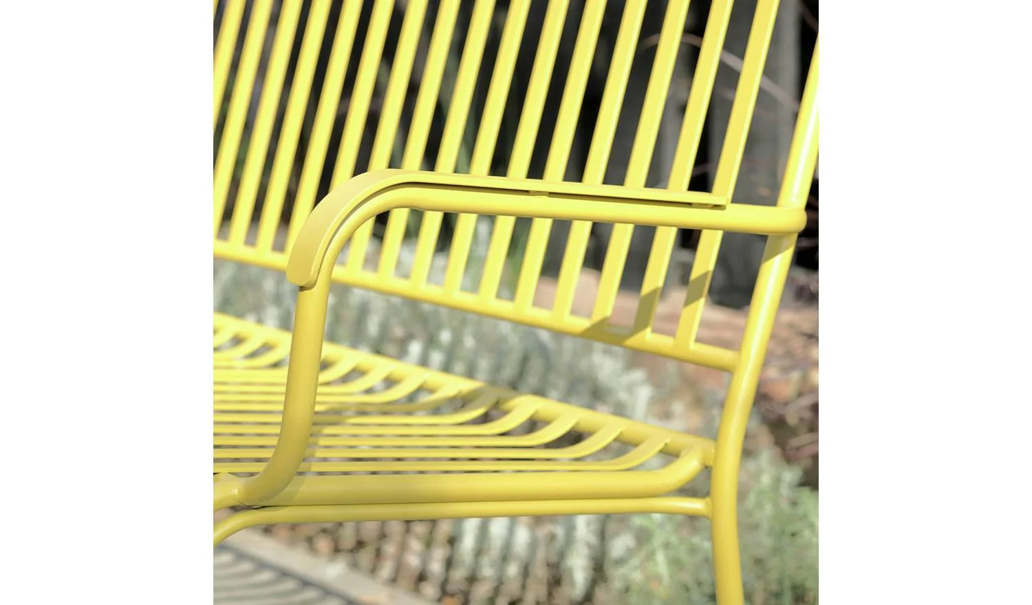 Indu 2 Seater Metal Garden Bench Yellow Patio Furniture Outdoor Seat - Image 3